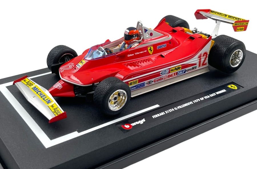 Burago - Ferrari 312T4 - #12 -  Gilles Villeneuve - 1er GP USA East 1979 - 1/18