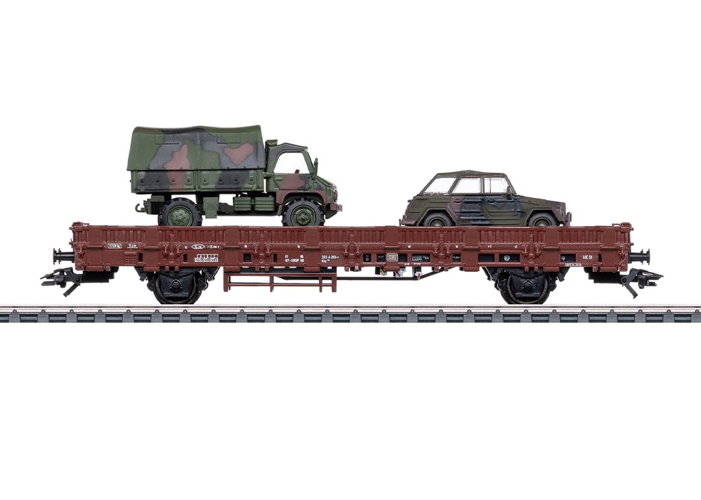 Märklin 46929 - Wagon à ranchers de type Kbs 443 - Utilisé pour le transport de véhicules militaires - DB - HO