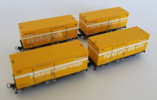 Bemo 7469 100 - Wagons Containers RhB - "Post" 7855/57/66/70 - HOm