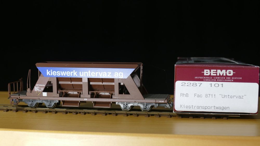 Bemo 2287 101 - Wagon transport de gravier "Untervaz" RhB Fac 8711 - HOm