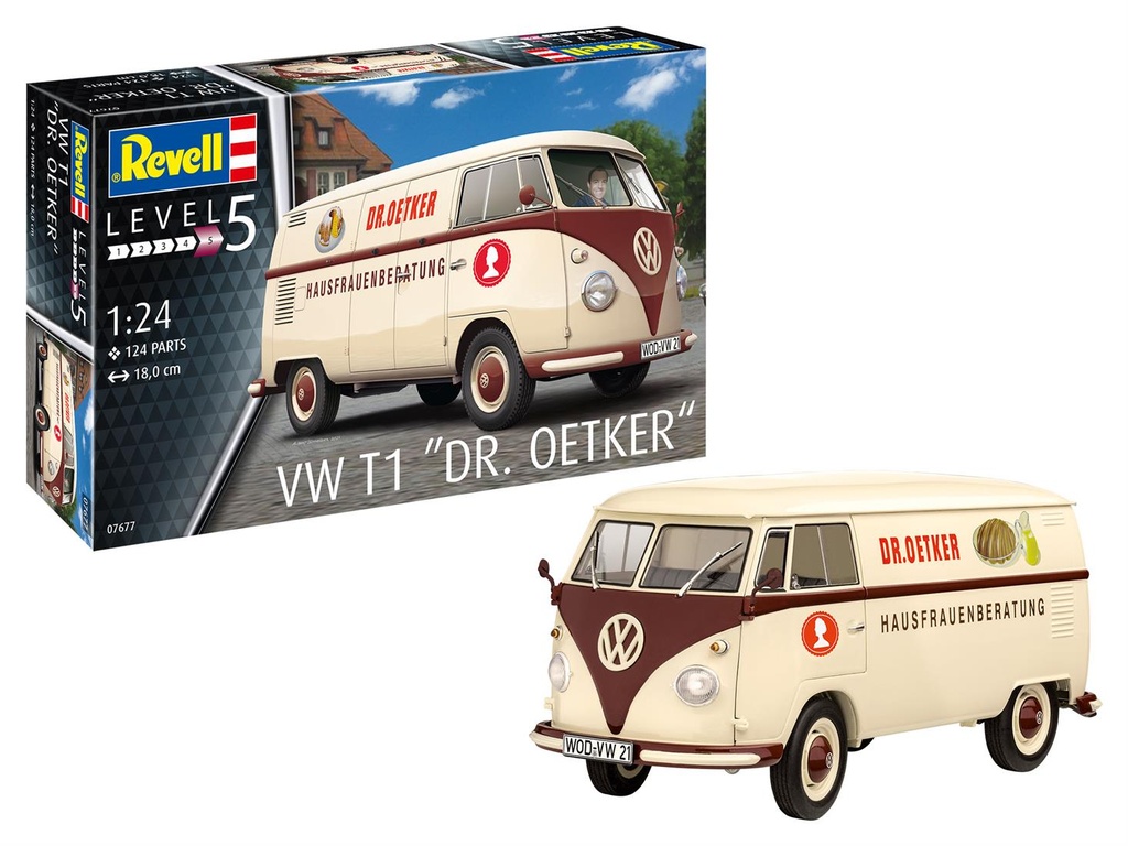 Revell 07677 - VW T1 "Dr. Oetker" - 1/24 - 18 cm long - 124 pièces