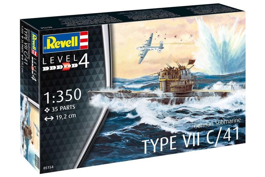Revell 05154 - Sous marin allemand Type VII C/41 - 1/350 - 19.2 cm long - 35 pièces