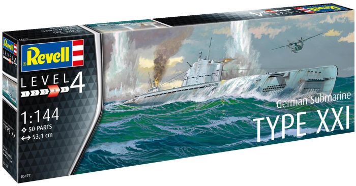 Revell 05177 - Sous marin allemand Type XXI - 1/144 - 53.1 cm long - 50 pièces