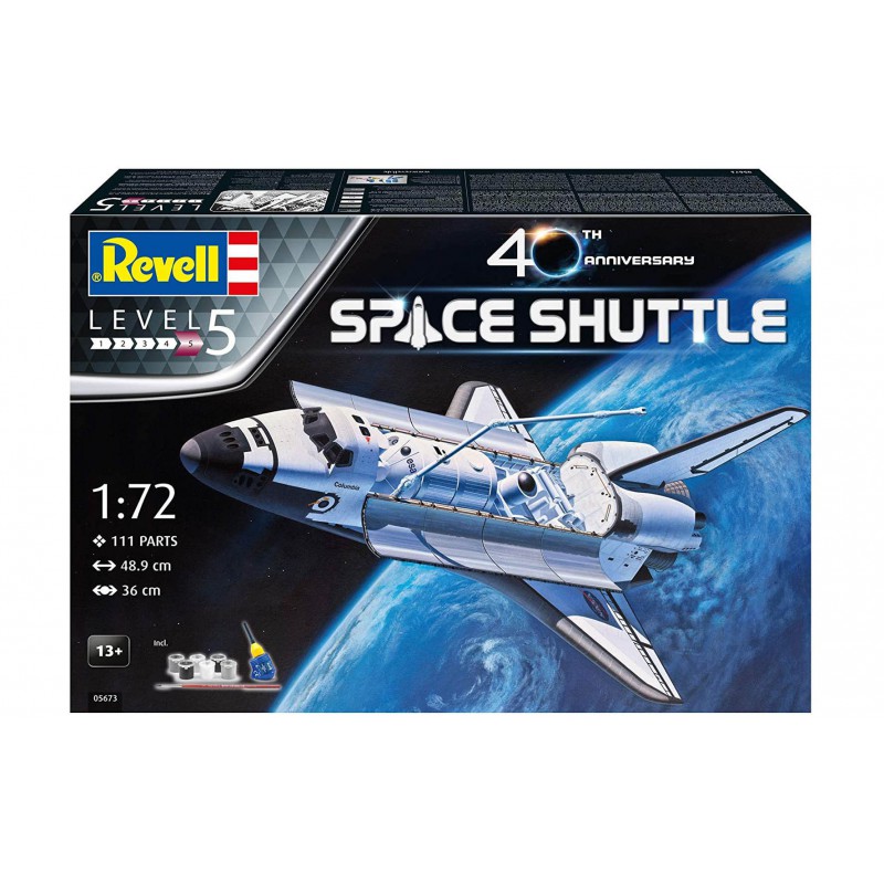 Revell 05673 - Coffret Cadeau Navette Spatiale 40ème Anniversaire - 1/72 - 36 cm envergure - 111 pièces (y compris colle et peintures)