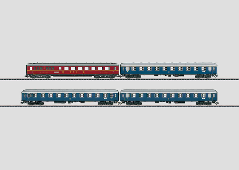 Märklin 43918 - Coffret de 4 voitures pour train express longue distance / "F-Zug 4" "Merkur" - DB - HO 