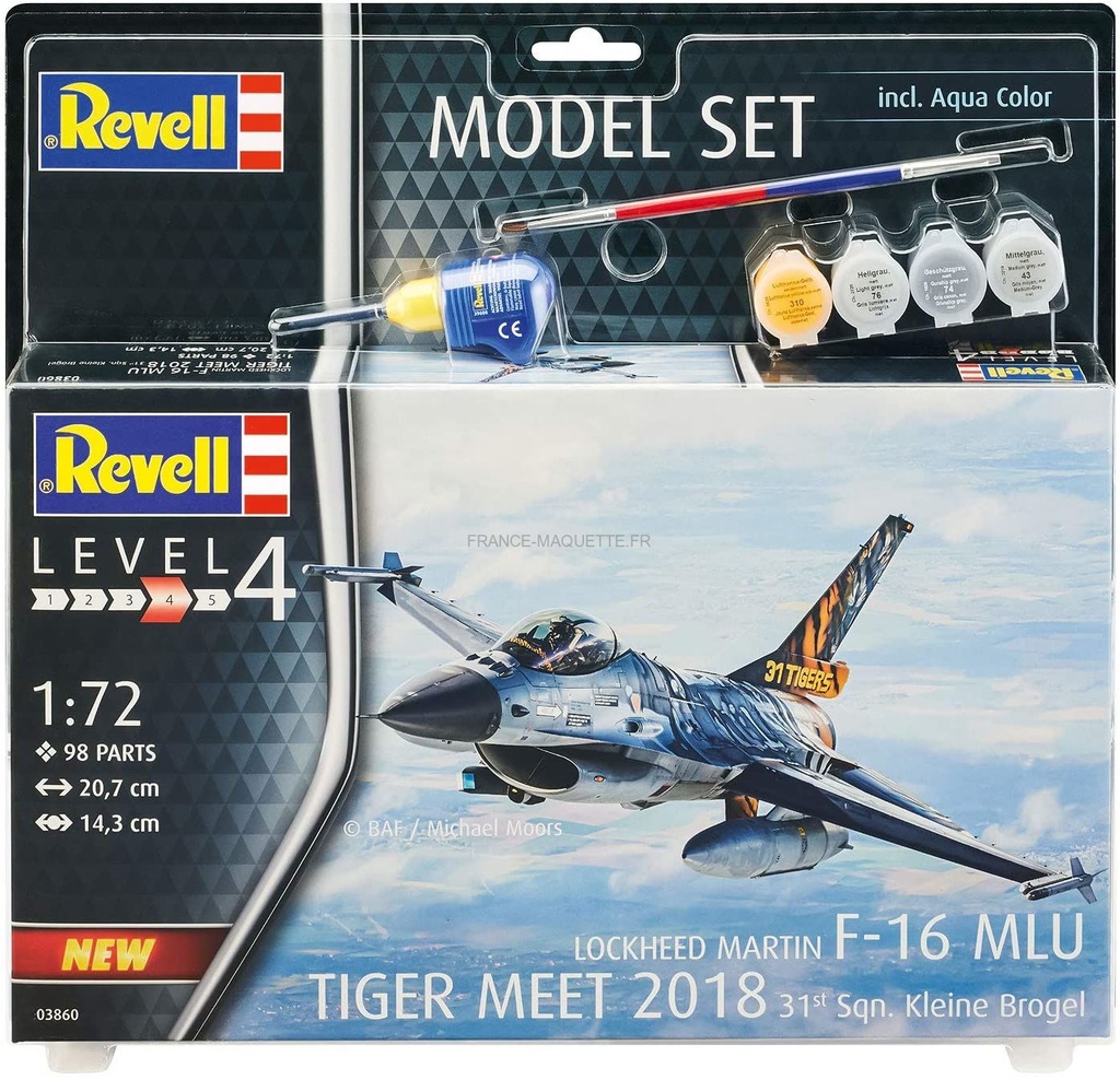 Revell 63860 - Model Set - F-16 MLU Tiger Meet 2018 - 1/72 - 14.3 cm envergure - 98 pièces 