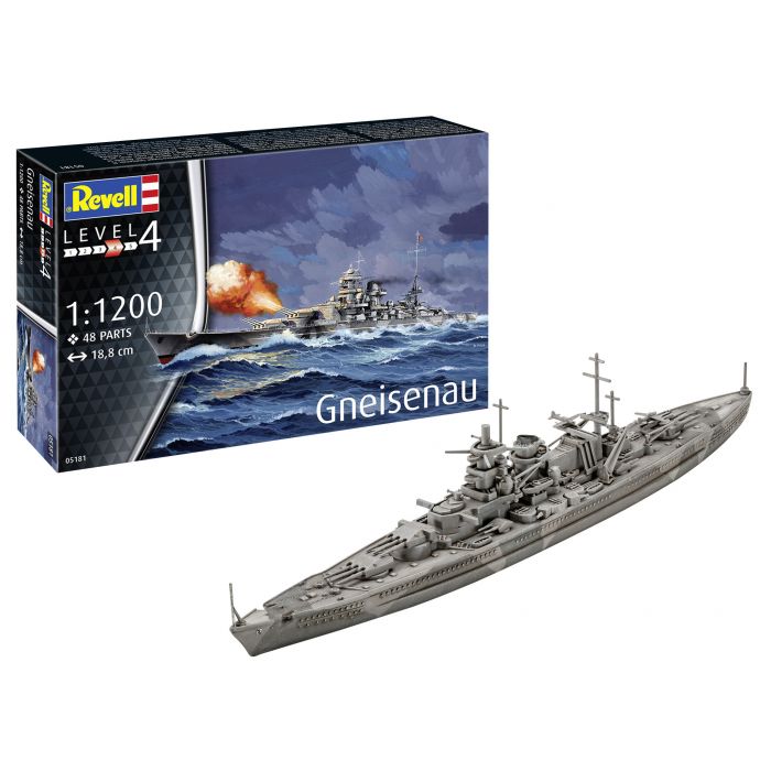 Revell 05181 - Navire de guerre Gneisenau - 1/1200 - 18.8 cm long - 48 pièces 