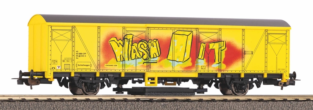 Piko 54309 - Wagon nettoyeur de rails - jaune avec graffiti - SBB-CFF - HO