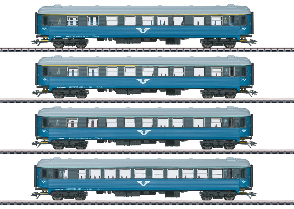 Märklin 43787 - Coffret de 4 wagons de train de voyageurs 1ère et 2ème classe - SJ - HO