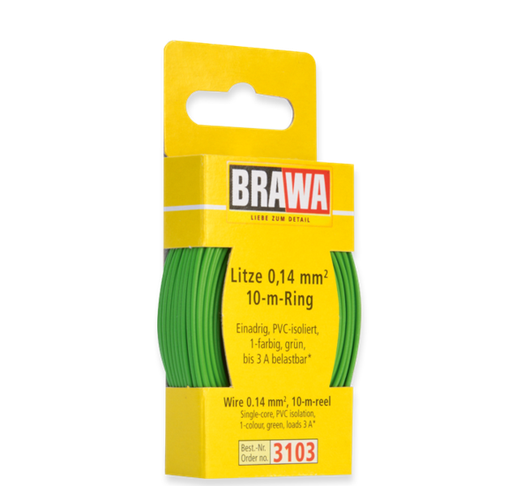 [BRA-3103] Brawa - Fils vert 0.14 mm2 - rouleau de 10 mètres