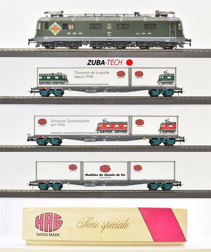 [HAG-096] HAG - 096 Composition Locomotive Re 6/6 et wagons (3 pièces) "Aigle" - 50 ans HAG - HO