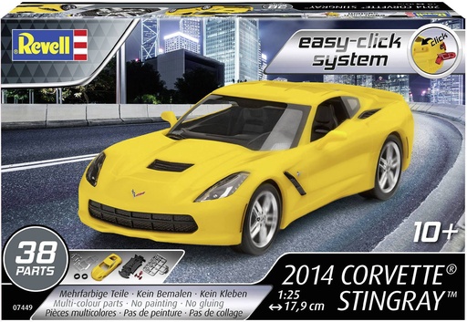 [REV-07449] Revell 07449 - Corvette 2014 "Stingray" - 1/25 - 17.9 cm long - 38 pièces - Easy click system