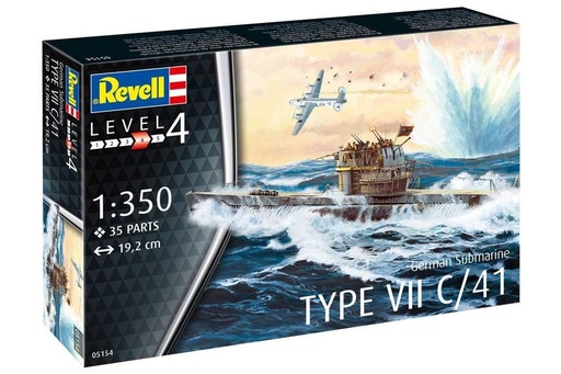 [REV-05154] Revell 05154 - Sous marin allemand Type VII C/41 - 1/350 - 19.2 cm long - 35 pièces