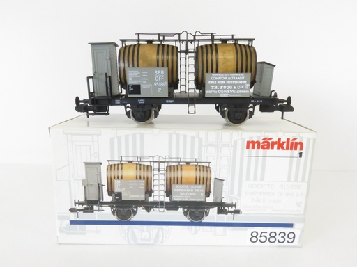 [MAR-85839] Märklin 85839 - Wagon de transport de vin (2 tonneaux) - CFF - échelle 1