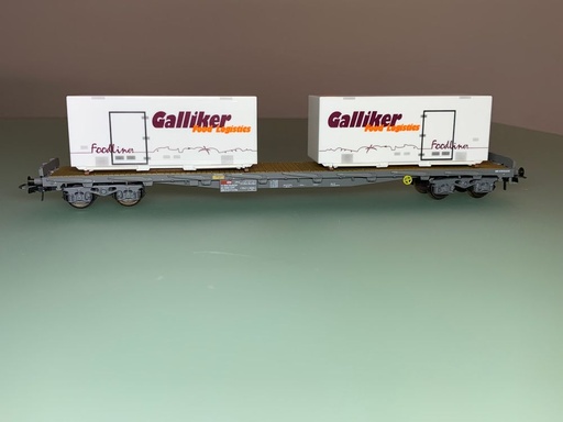 [HAG-73012] HAG 73012 - Wagon plat type Sgs ( SBB/CFF/FFS) avec containers "Galliker" - HO (AC)  