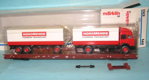 [MAR-4743] Märklin 4743 - Wagon de transport de camion "NordMende" - HO 