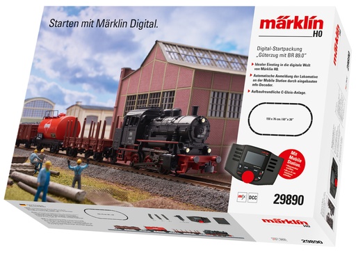 [MAR-29890] Märklin 29890 - Coffret départ numérique "Train marchandises avec locomotive à vapeur" HO