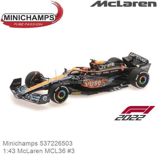 [MIN-537226503] Minichamps - McLaren F1 Team MCL36 - #3 - D. Ricciardo - Abu Dhabi GP 2022 - Limited Edition 240 pcs - 1/43   