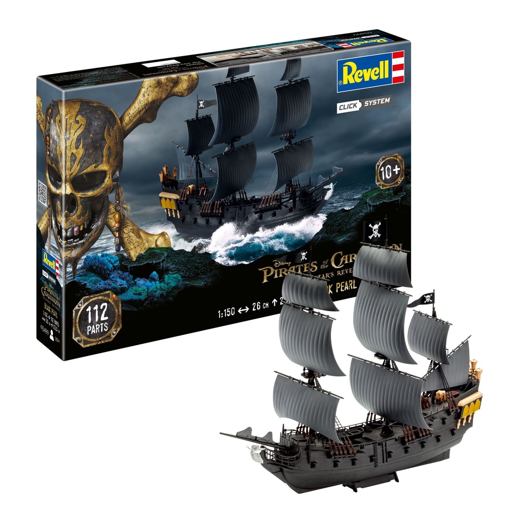 Revell - Gift Set "Black Pearl" - Pirates des Caraïbes - La revanche de Salazar - Click System sans colle - y.c. peintures - 1/150 - 26 cm long - 112 pièces