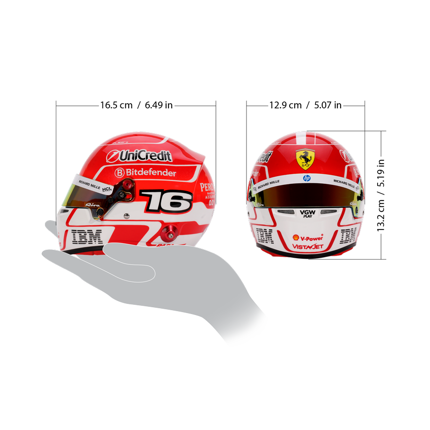 Bell Mini-Helmet - Casque Charles Leclerc - #16 - F-1 Ferrari - 2025 - 1/2