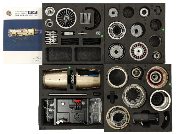 Teching - Turboréacteur à double flux - Modèle équipant l'avion F-35 - Kit motorisé avec pièces en aluminium et acier - Accu 800 mAh - Poids : 5.0 Kg - 600+ pcs - 1/10 - Niveau : ★★★★★