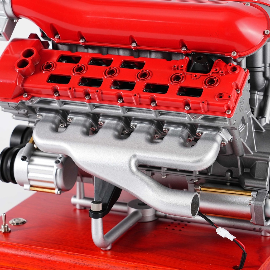 Teching - Moteur à 12 cylindres en V - Kit motorisé avec pièces en aluminium et acier - Ce moteur équipe notamment la Ferrari 812, l'Aston Martin DBS, La Rolls-Royce Phantom - Accu 800 mAh - Poids : 8.0 Kg - 800+ pcs - Niveau : ★★★★★