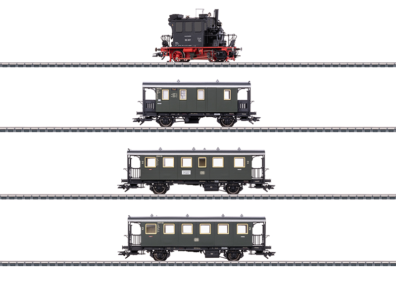 Märklin 26619 - Trains bavarois "Spalter Bockl" - Série 98.3 - 1 locomotive « Boîte en verre » et 3 wagons - MHI - DB - HO
