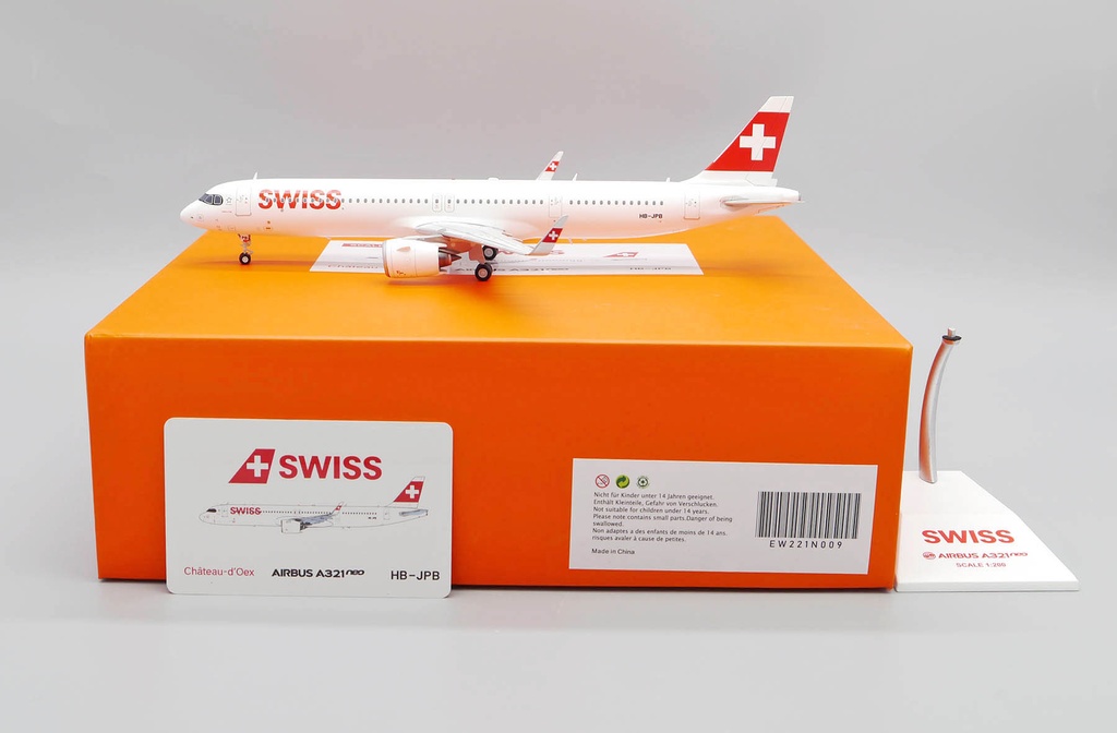 JC Wings - Airbus A321neo Swiss "Château-d'Oex" - HB-JPB - Avec support de présentation - 1/200