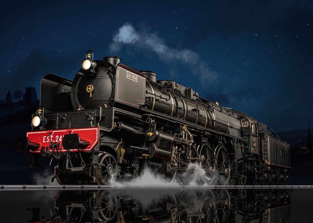 Märklin 55086 - Locomotive à vapeur série 13 - 241-A - Pour trains rapides - Avec tender séparé - De la Compagnie des chemins de fer de l'EST - Version pour "Edelweiss - CIWL" - Échelle I