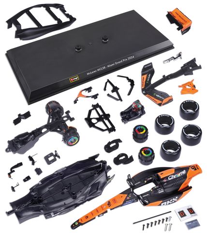 Burago - McLaren F1 MCL38 - Lando Norris - Miami Grand-Prix 2024 - Kit à assembler de 42 pièces - 1/24