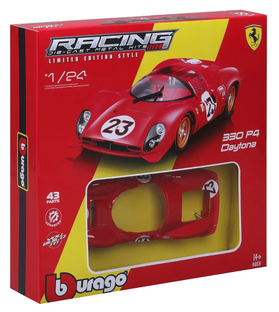 Burago - Ferrari Racing 330 P4 Daytona (1967) - Kit à assembler de 43 pièces - 1/24