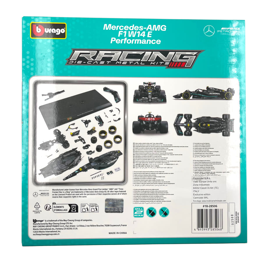 Burago - Mercedes-AMG F1 W14E Performance - Lewis Hamilton - #44 - 2024 - Kit à assembler de 41 pièces - 1/24
