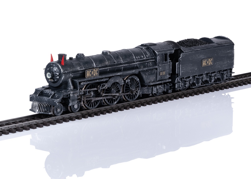 Märklin 39966 - AC/DC Black Ice 2008 World Tour - Locomotive à vapeur avec tender aux couleurs du légendaire groupe de rock AC/DC - Effet patiné réalisé à la main - HO
