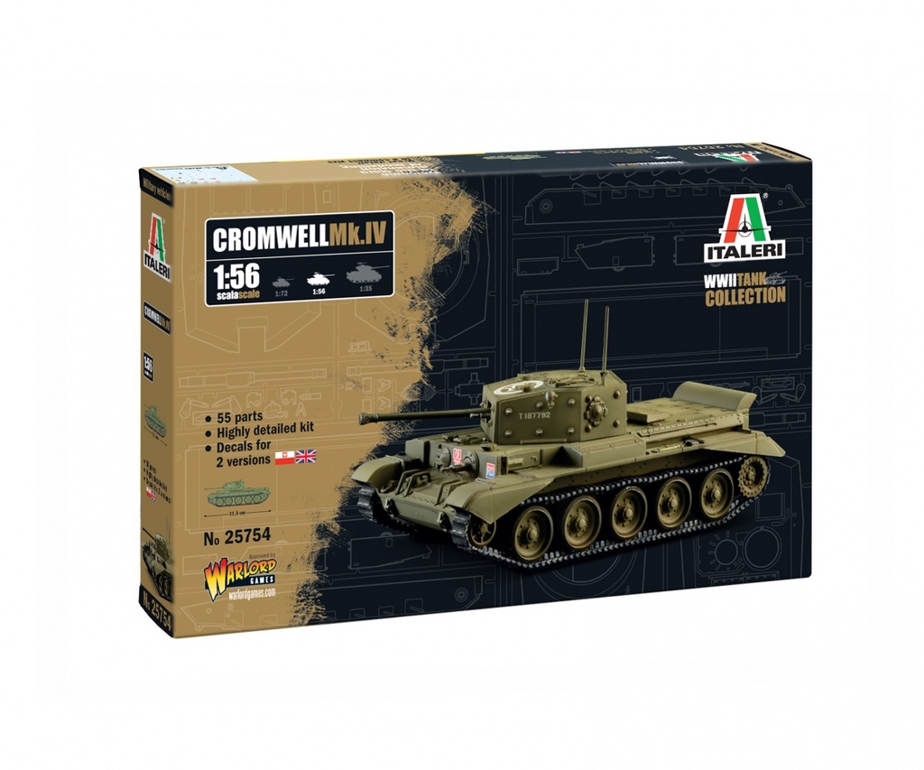 Italeri 25754 - Char Cromwell Mk.IV - 1/56 (Decals pour 2 versions)