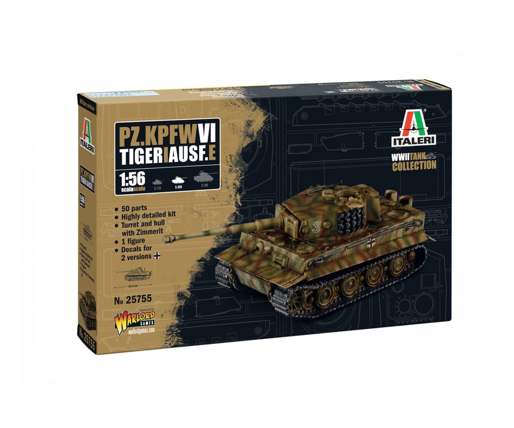 Italeri 25755 - Char Pz.Kpfw. VI Tiger I Ausf. E - 1/56 (Decals pour 2 versions)