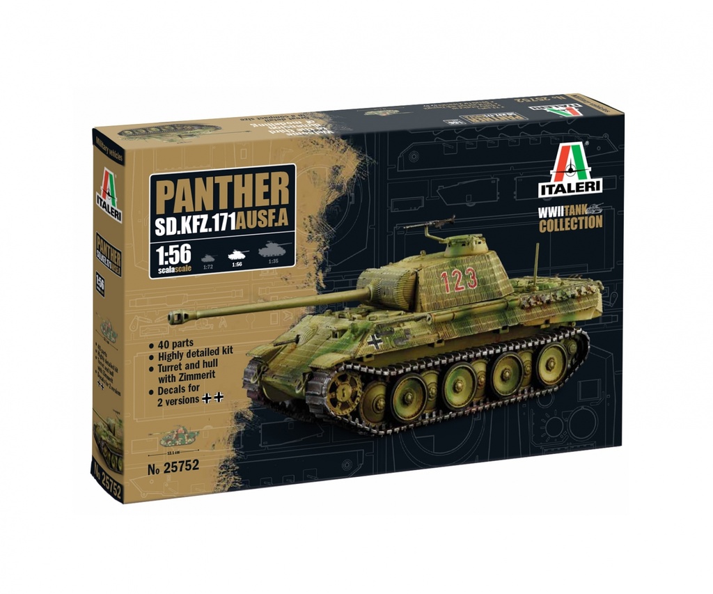 Italeri 25752 - Char Sd.Kfz. 171 Panther Ausf. A - 1/56 (Decals pour 2 versions)
