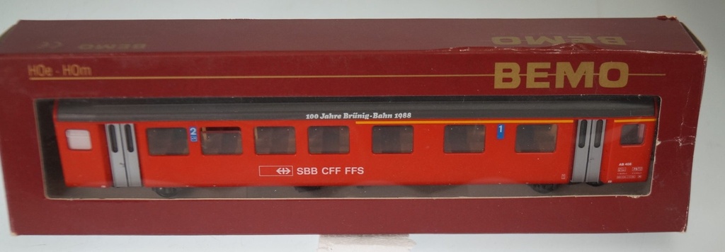 Bemo 3277 428 - Voiture voyageurs - 1ère et 2ème classe "100 ans Brünig-Bahn 1988" - AB 408 - SBB-CFF-FFS - HOm