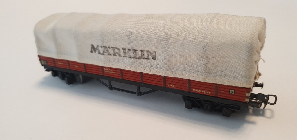 Märklin 391 - COLLECTOR !! - Wagon plat avec armatures et bâche tissu - DB - Sans boîtage - HO - (Occasion vérifiée)