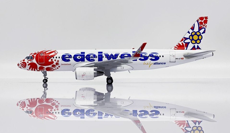 JC Wings - Airbus A320 Edelweiss "Help Alliance" - HB-JLT - Avec support de présentation - 1/200