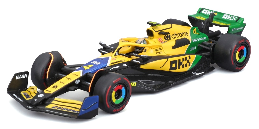 Burago - McLaren F1 Team MCL38 - Grand Prix de Monaco 2024 - #4 - L. Norris - 1/43 (hommage A. Senna)