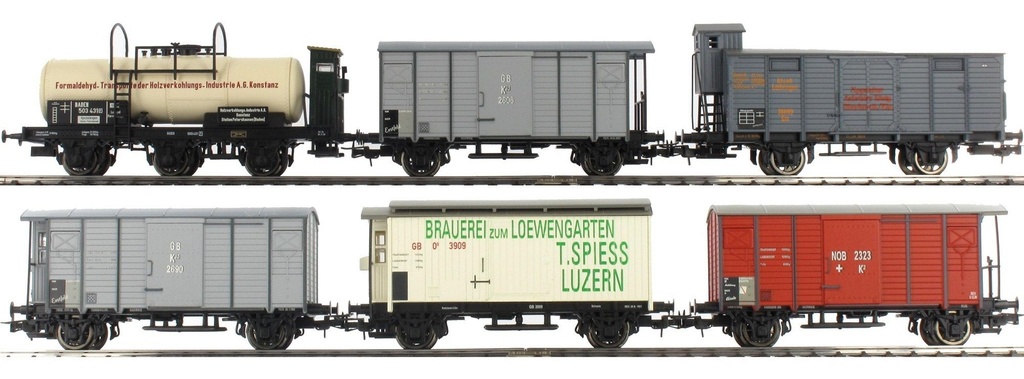 Liliput L240125 - Set de 6 Wagons Marchandises divers - 125 ans Gotthardbahn - HO  
