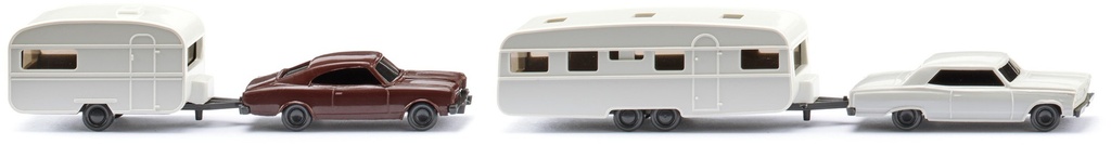 Wiking 092211 - Deux caravanes avec une Opel Rekord et une Chevy Malibu - "N"