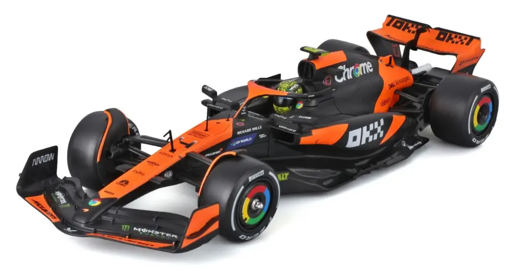 Burago - McLaren F1 MCL38 - Lando Norris - Miami Grand-Prix 2024 - Kit à assembler de 42 pièces - 1/24