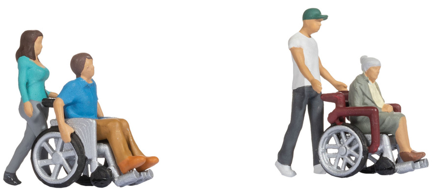 Noch 15552 - Personnages en fauteuil roulant et accompagnants  (4 personnages) - HO