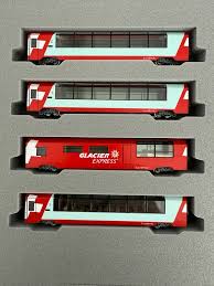 Kato - 10-2027 - Composition non tractée Rhätische Bahn - "Glacier Express" - Excellence Class - (4 éléments dont 1 wagon restaurant) - N