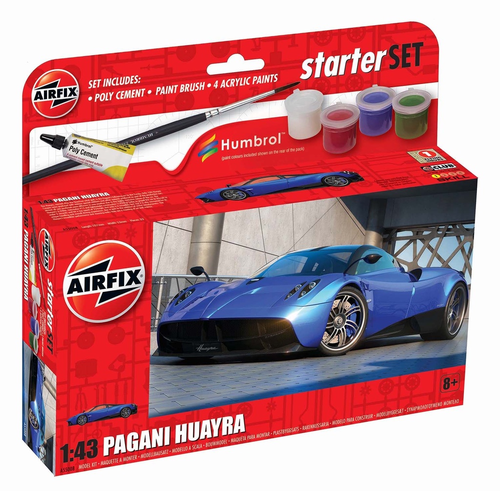 Airfix - Starter Set avec colle, peintures et pinceau - Pagani Huayra - 1/43