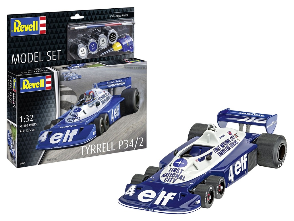 Revell- Gift Set Formule 1 "Tyrrel P34/2" - 1/32 - 13.5 cm long - 105 pièces (y compris peintures, pinceaux et colle)