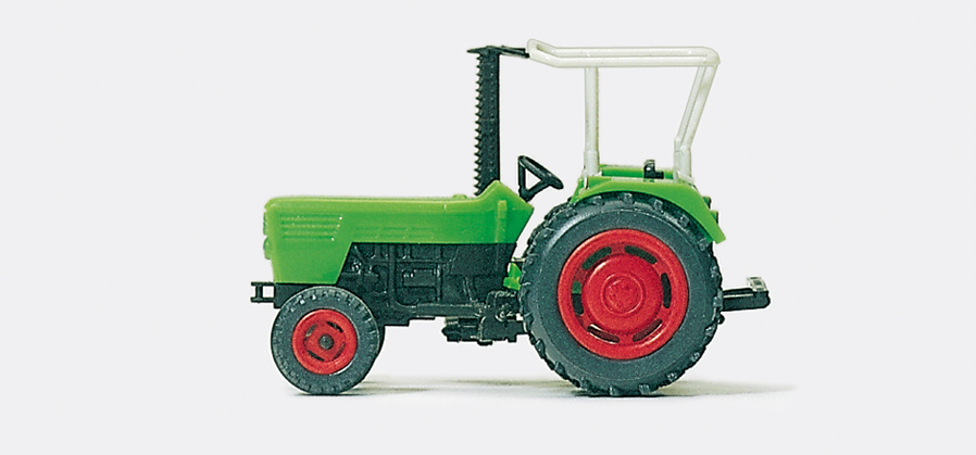 Preiser - Tracteur de ferme Deutz D62 06 avec tondeuse - 1/87 HO