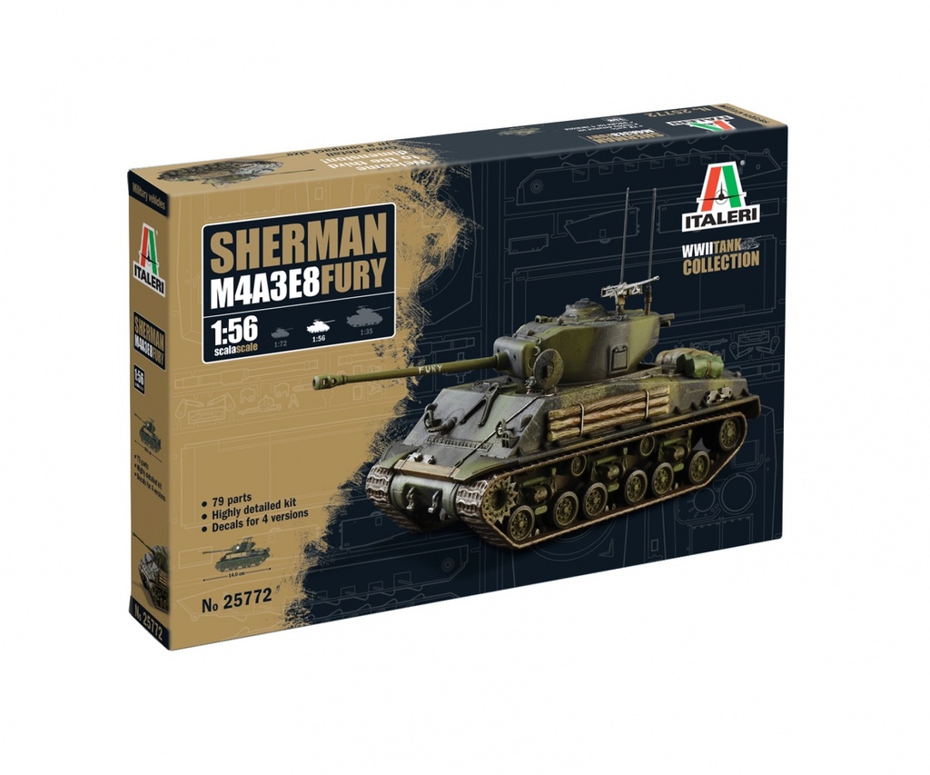 Italeri 25772 - Char Sherman M4A3E8 Fury - 1/56