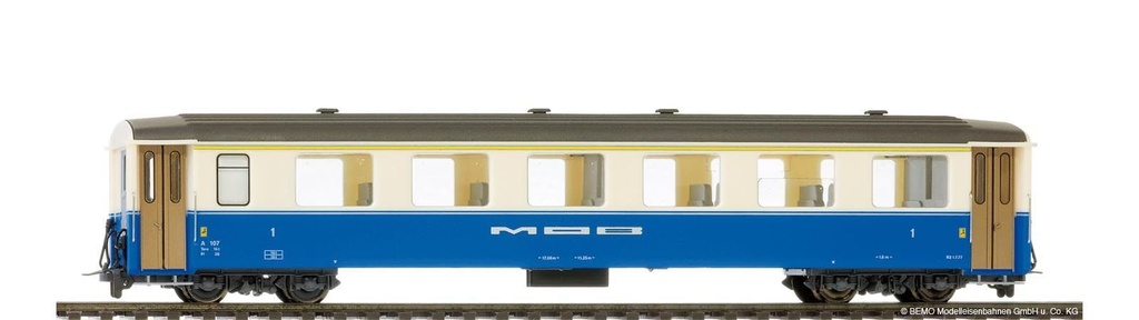 Bemo - Voiture voyageurs A 107 en alliage léger - 1ère classe - MOB  - HOm